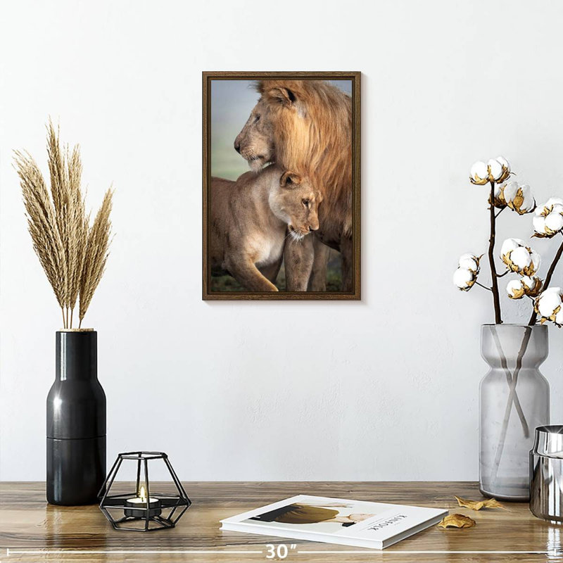 Amour sauvage, 9" x 13", Cadre flottant noyer