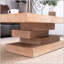 Table basse en bois rustique, style campagnard avec base en blocs empilés, mobilier de salon durable et élégant