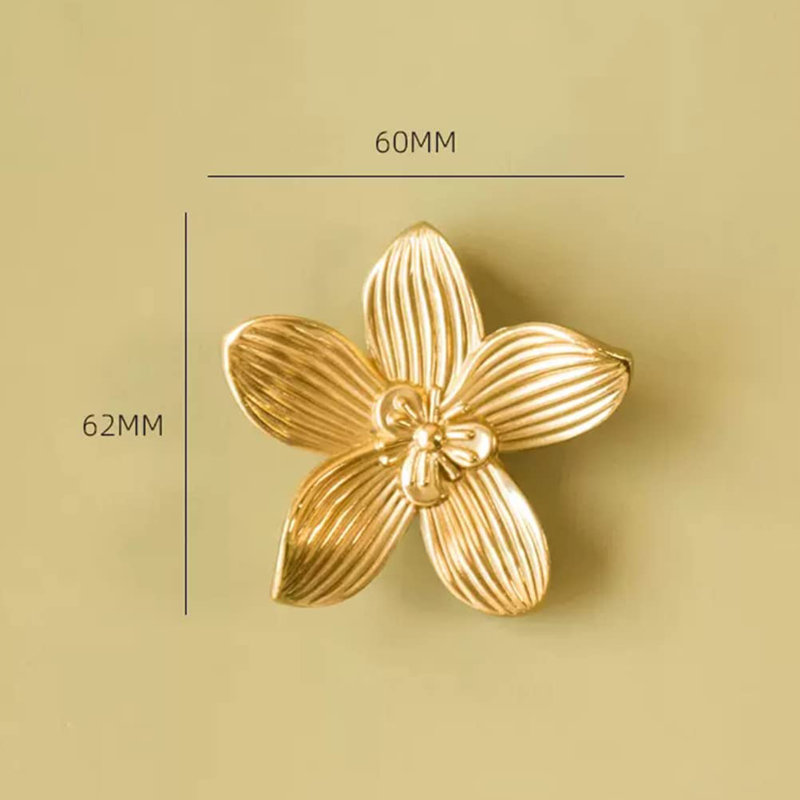 Boutons de pétales en or brossé, boutons de commode, quincaillerie de poignée mignonne, paquet de 8