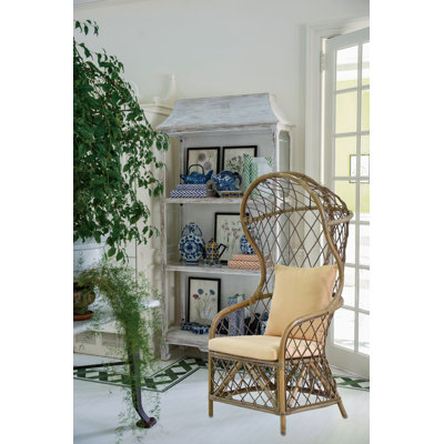 Umbrella Rattan Accent Chair - 27" x 29" x 58" - Brown, Beige