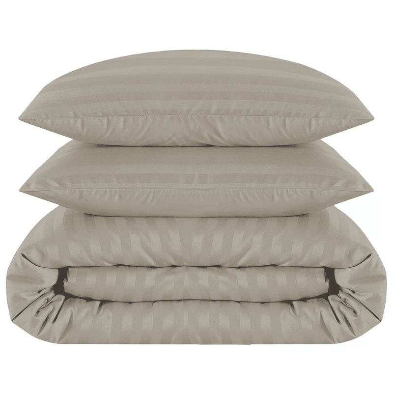 Microfiber No Pattern Duvet Cover Set with Pillowcases, Double Duvet Cover + 2 Standard Pillowcases, Beige