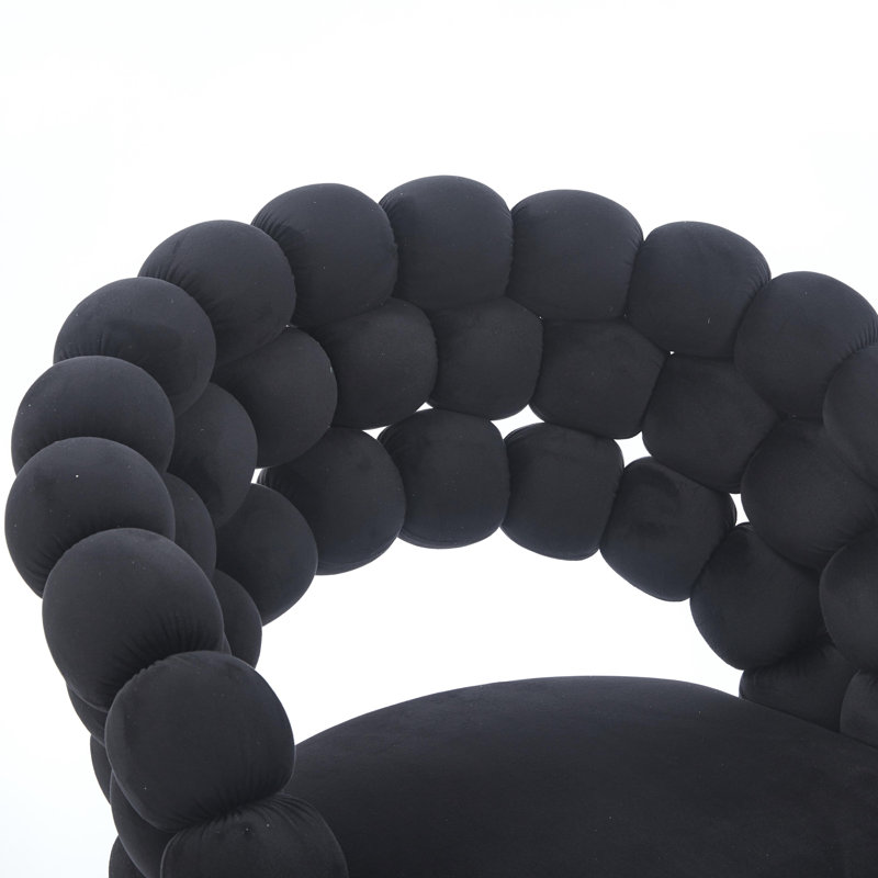 Modern Chair(Set Of 2 ) With Iron Tube Legs,  Soft Cushions And Comfortable Backrest, Suitable For Dining Room, Living Room, Cafe,Hairball Back