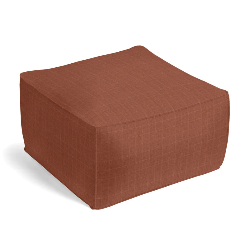 Upholstered Pouf, Clay Polyester Blend/Cotton Blend