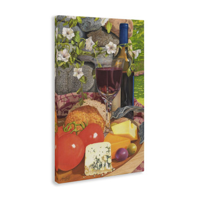 "Wine & Cheese", art mural sur toile par Mardell Schuster