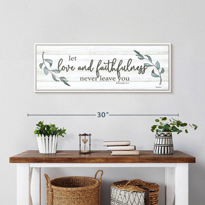 Love and Faithfulness, Cadre flottant blanc, 28 po x 10 po