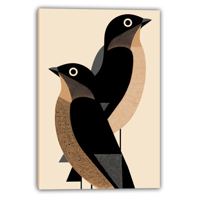 «Geometric Blackbird Duo», art mural sur toile tendue