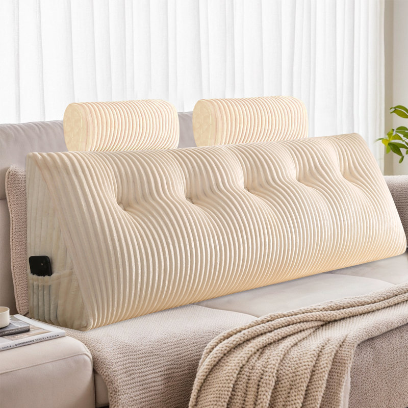 Magic Velvet Backrest Pillow,Headboard Wedge Pillow  , 26''H x 76''W, Gray