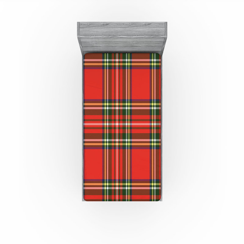 Drap-housse Ambesonne, paquet de 2, Drap-housse de taille simple, Carreauté rouge / noir