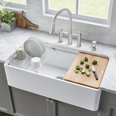 Profina 36" Single Bowl Apron-Front Fireclay Farmhouse Sink - White