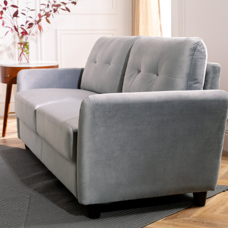 Helsley Upholstered 78.35'' Sofa, Gray Velvet