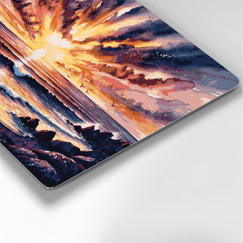 «Coastal Coastal Sunset Panorama», art mural en métal mauve, H 20 po x l 30 po