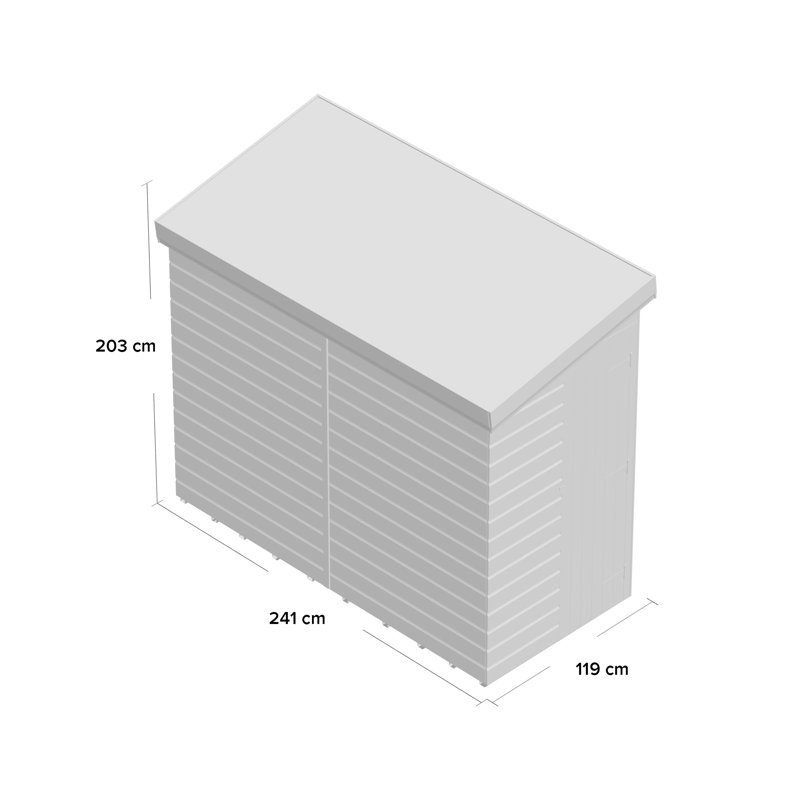 7 Ft. W x 8 Ft. D Shiplap Pent Wooden Shed, 8ft. x 4ft.