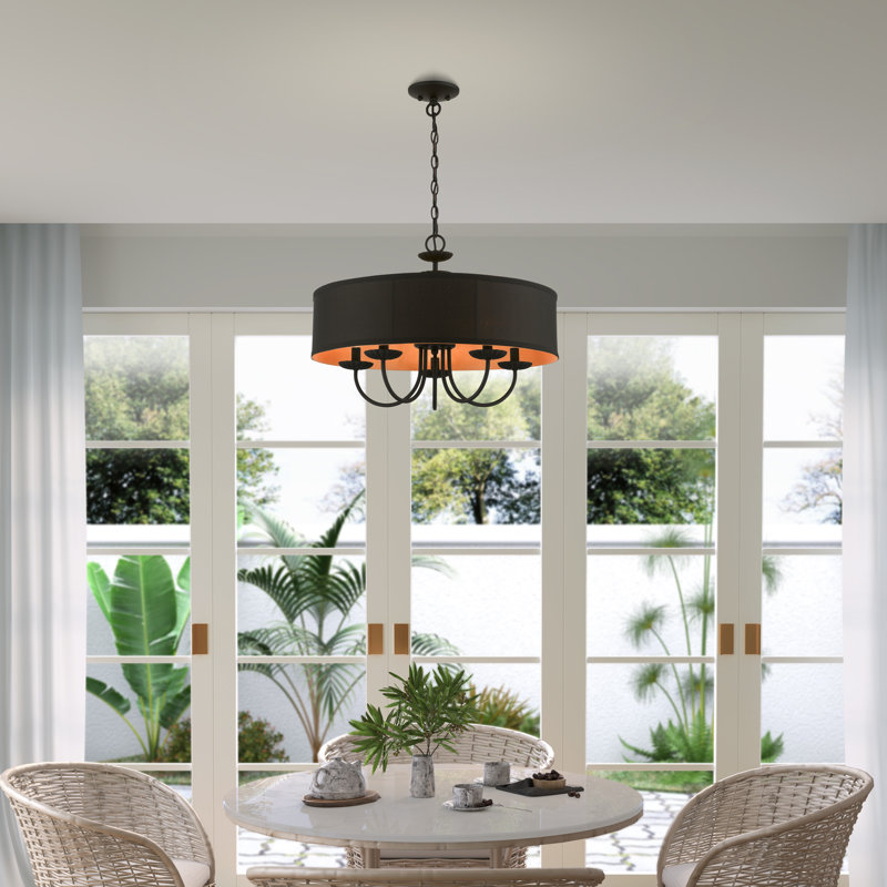 Lustre suspendu 5 lumières or doux, Noir