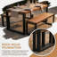 Ensemble de salle à manger 3 pièces pour l'extérieur (comprend 2 bancs), avec des plateaux de table en bois de sauterelle et un cadre en acier, adapté à une utilisation intérieure et extérieure