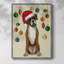 «Christmas Boxer and Bauble Ball», reproduction encadrée - bois massif