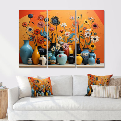 «Orange Boho Pottery Expressions II», art mural Boho