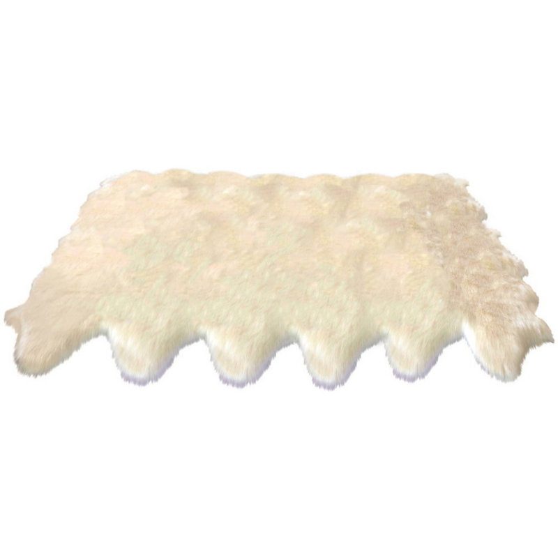 Tapis crème en peau de mouton foncé à poil long fabriqué à la main Wick Somerset, Nouveauté 5 pi 7 po x 9 pi