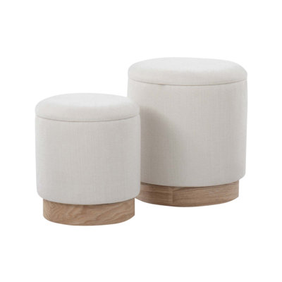 Ensemble de repose-pieds gigogne contemporain en bois et tissu, pour une décoration intérieure compacte et élégante