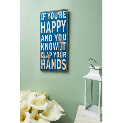 If You're Happy Textual Art Print on Wood