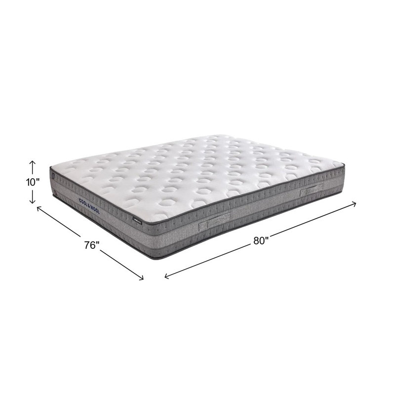 Matelas à ressorts ensachés mi-ferme 10 po Cool & Wool, Très grand lit