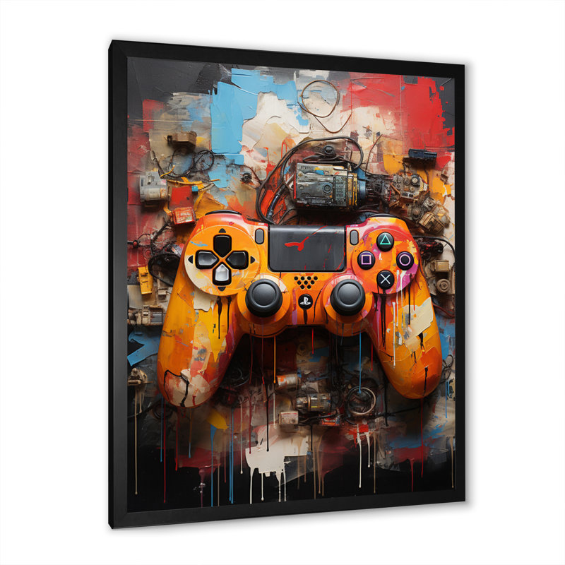 Kleio jeu vidéo coloré Delight I - Jeux vidéo, art mural, H 44 po x l 34 po x P 1,5 po, Cadre simple noir