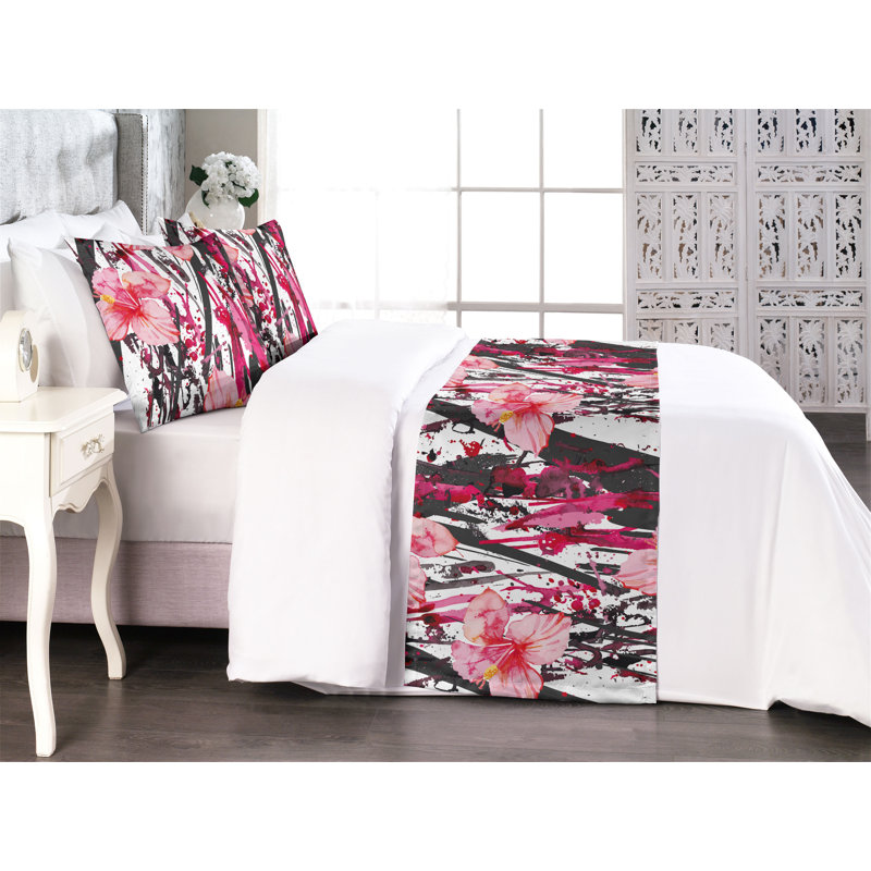 Ensemble de chemin de lit Ambesonne Hibiscus, Grand lit