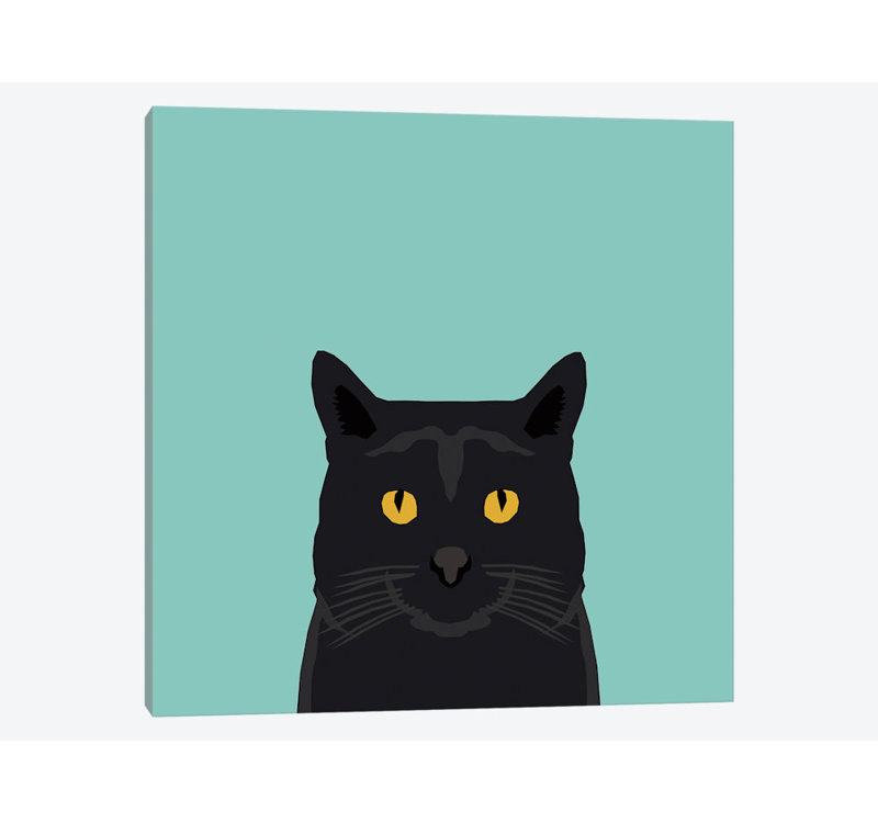 « chat », impression sur toile tendue, H 12 po x l 12 po x P 0,75 po, Toile tendue, Pas de tapis