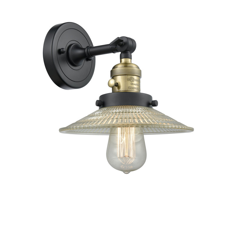 Gartner Armed Sconce, No Bulb Included, Black Antique Brass, Clear