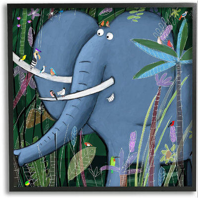 Indigo Safari Elephant Safari Framed On MDF Print | Wayfair