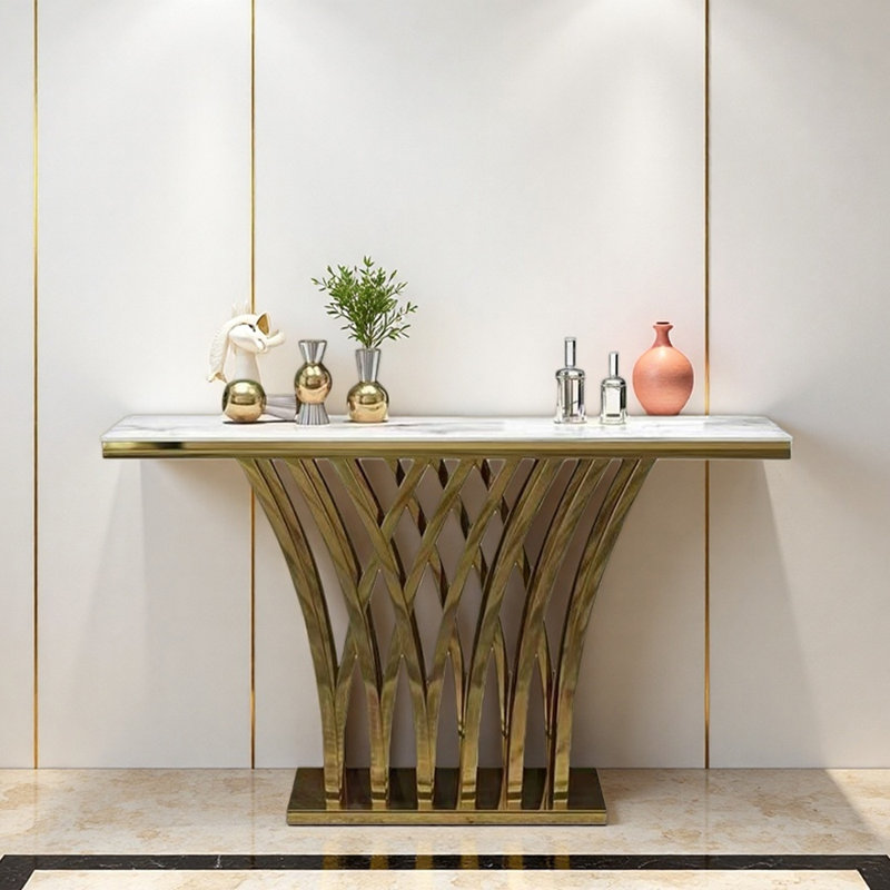 Console Modern Luxury, Blanc / or titane
