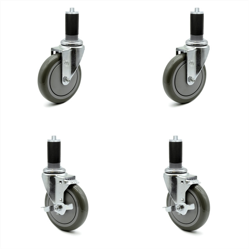 Expanding Stem Caster with 2 Brake, Gray