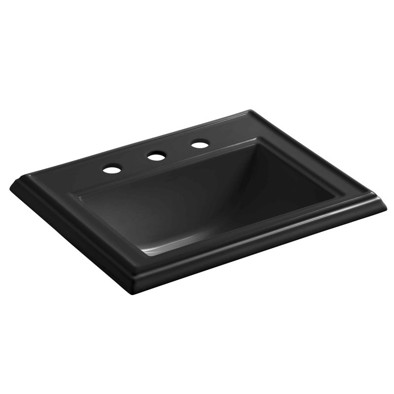 Memoirs Rectangular Drop-In Bathroom Sink with Overflow, Black, 8'' Centers