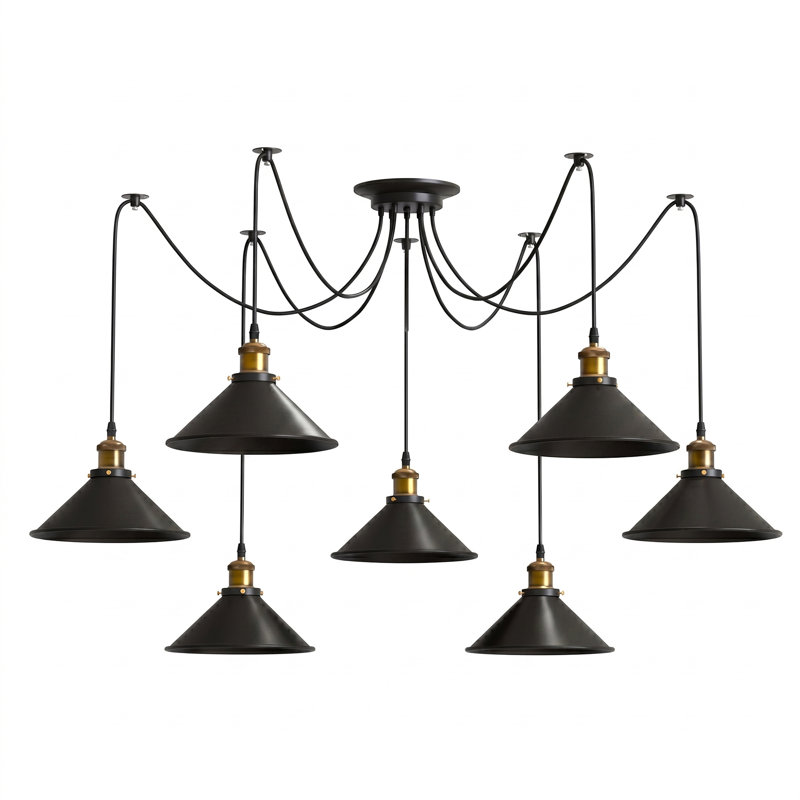 Roy 7 - Light Cluster Pendant, Black