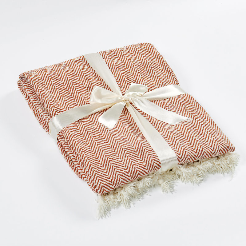 Knitted Throw Blanket, Rust