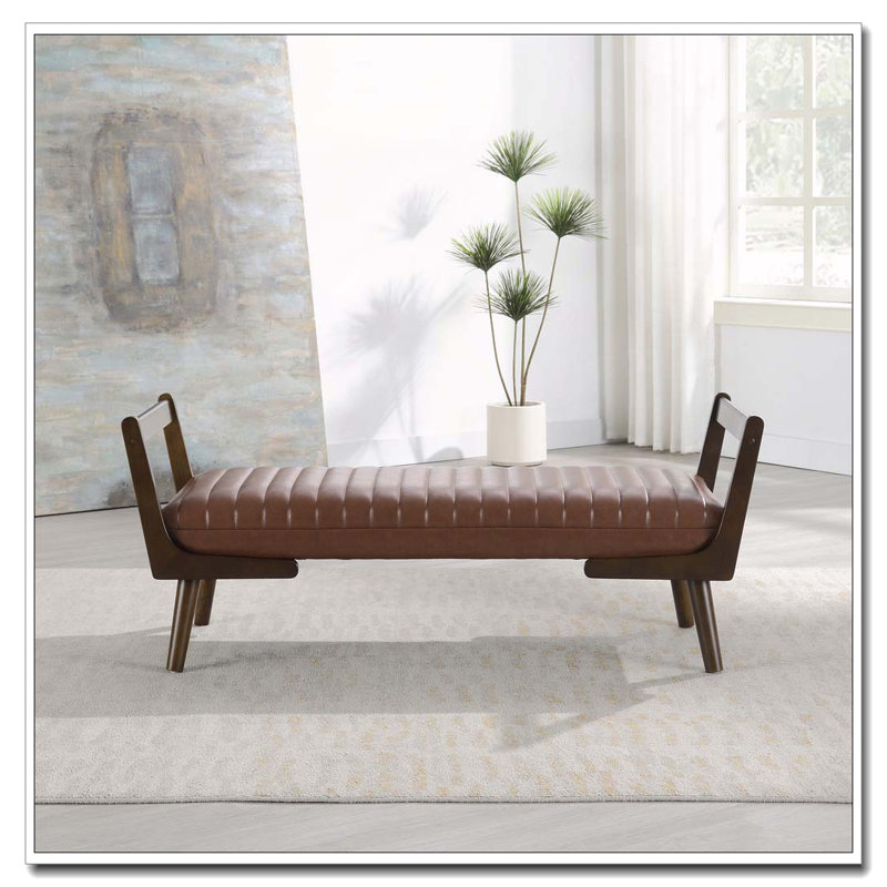 52" Upholstered Bench, Cognac
