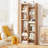2PCS 11-Tier Bookcase w/ Anti-Tipping Kits Wood Display Shelf Tree-Shaped-1611148722