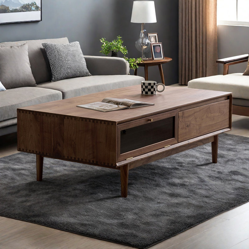Solid oak tea table, 17.7" H x 47.2" L x 25.6" W