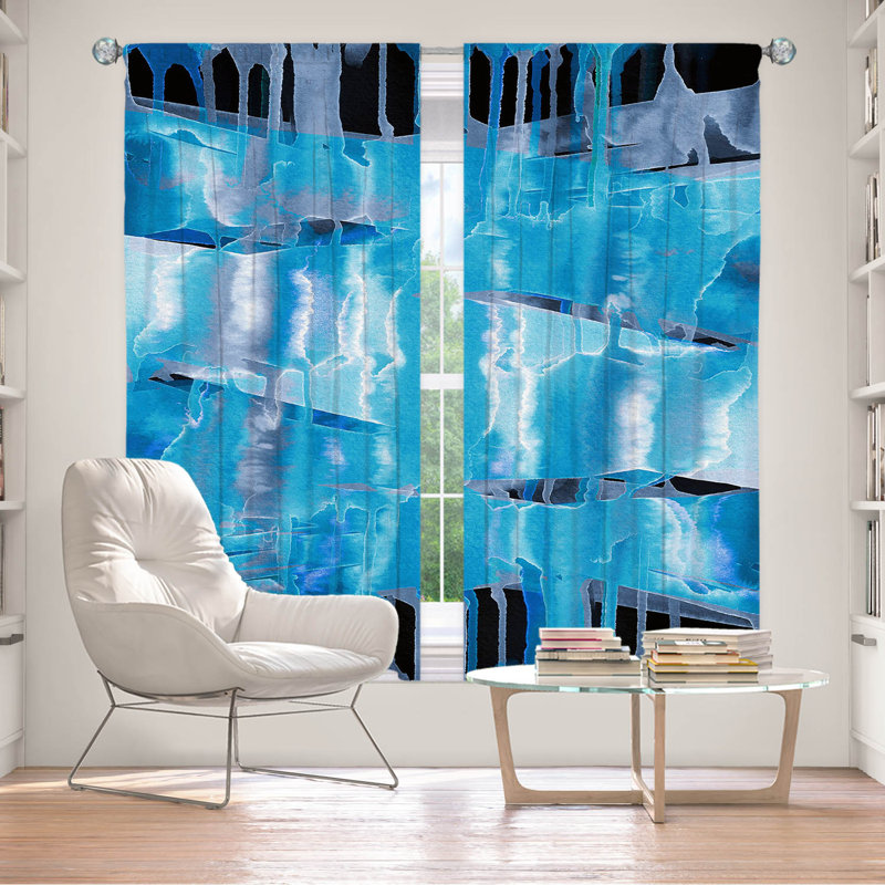 Rideau en polyester, L 40 po x L 61 po, Bleu