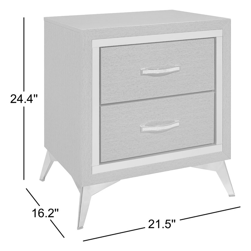 Maxo 2-drawer Wood Nightstand, Gray