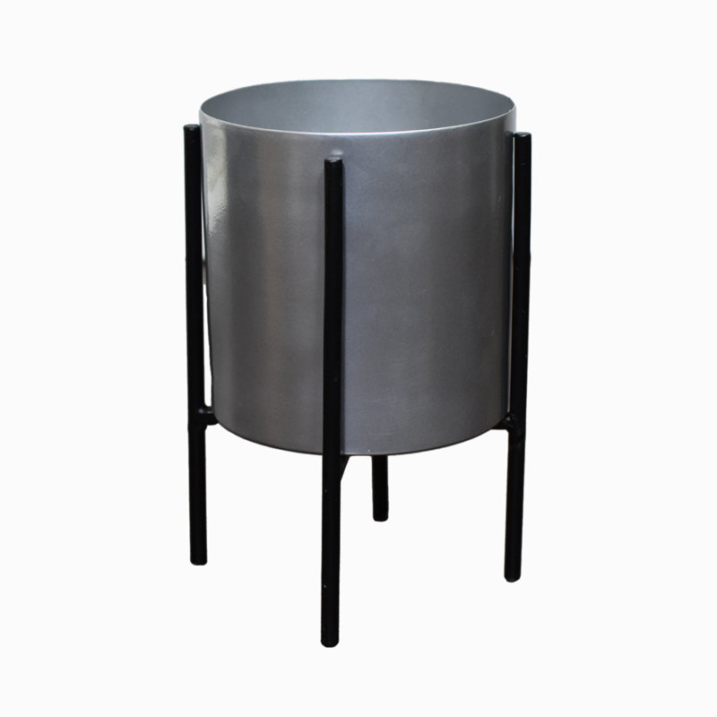 Handmade Metal Pot Planter, Silver