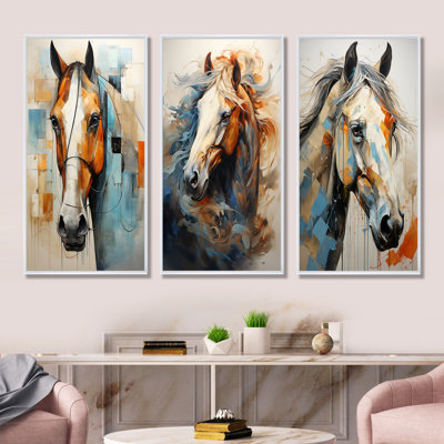 «Horse Grace Portrait», ensemble de 4 reproductions d'art sur toile