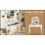Bureau de maquillage rétro avec grand miroir, coiffeuse à 3 tiroirs pour le rangement des bijoux, console élégante pour la chambre à coucher et le salon