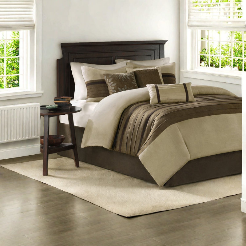 Soft 7 Piece Bedding Sets, Faux Suede Cal King Transitional Home Decor