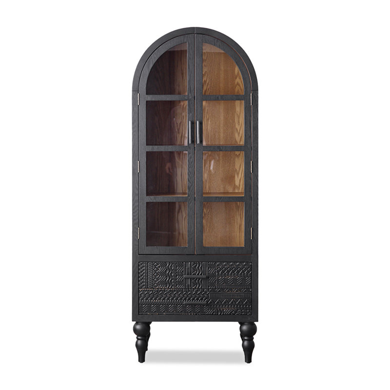 Black Solid + Manufactured Wood+Glass Display Cases