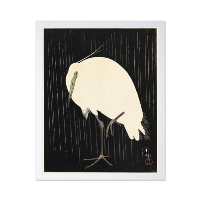 Ohara Koson - Aigrette debout sous la pluie