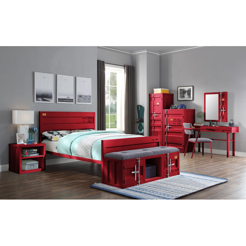 Ensemble coiffeuse et miroir Parke, Rouge