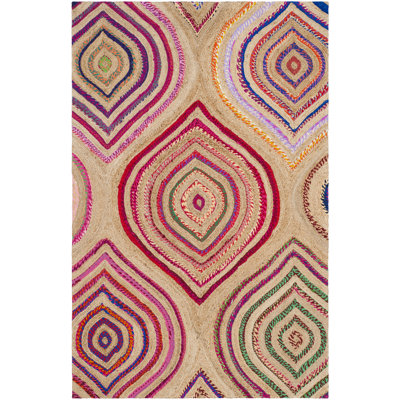 Tapis géométrique en jute / chindi tissé à la main Abhay
