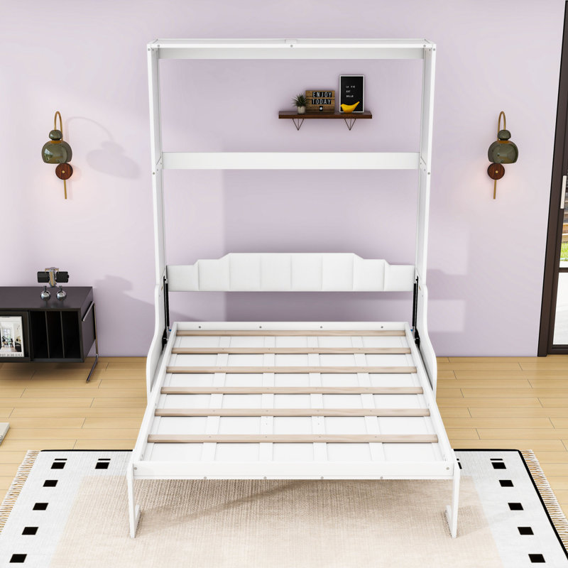 Grand lit escamotable avec coussin, Blanc