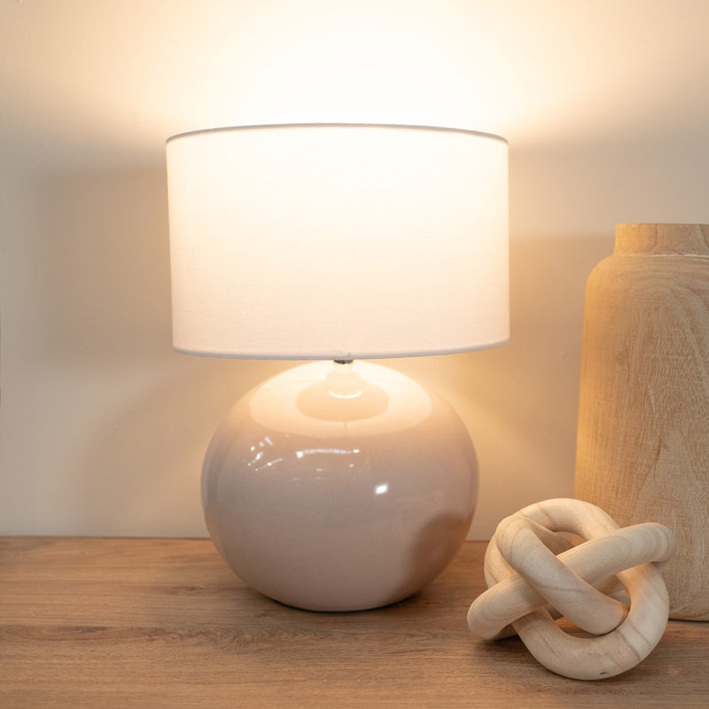 Motes Ceramic Table Lamp, White, Cream, No