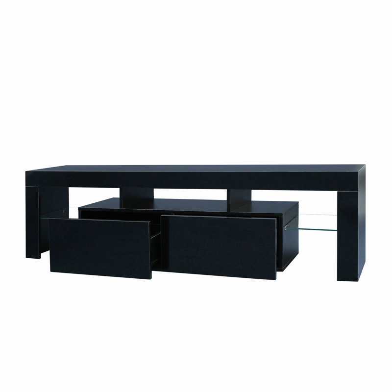 TV Stand With LED RGB Lights,Flat Screen TV Cabinet, Gaming Consoles - In Lounge Room, Living Room And Bedroom, Black